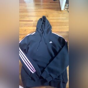 Adidas Black Hoodie with Light Pink Accents